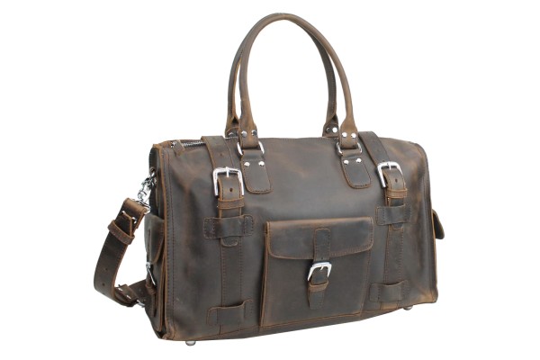 Cowhide Full Leather Duffle Gym Overnight Travel Bag L48
