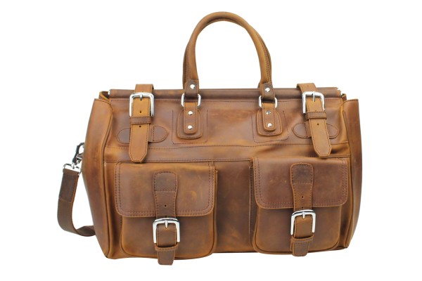  Classic Cowhide Leather Overnight Travel Duffle Bag L54