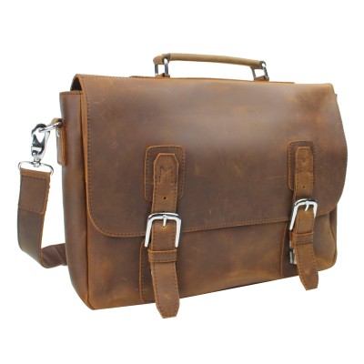 Full Grain Leather Laptop Bag with Clasp Lock L55