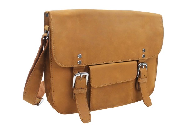 15 in. Cowhide Leather Stylish Casual Messenger Bag L59