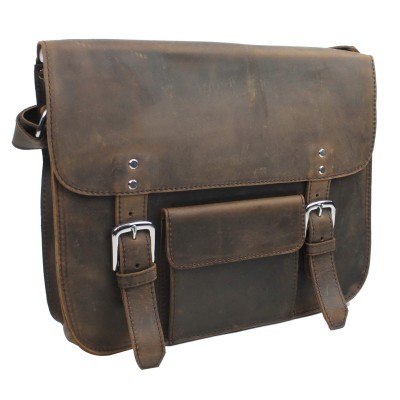 15 in. Cowhide Leather Stylish Casual Messenger Bag L59