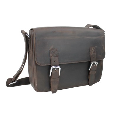 Full Grain Cowhide Leather Casual Messenger Bag L60