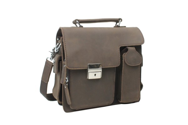 10 in. Cowhide Leather Satchel Shoulder iPad Bag L71