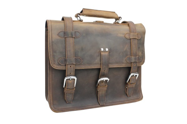 13 in. MacBook Pro Bag - 15 in. Full Leather Briefcase Backpack LB05