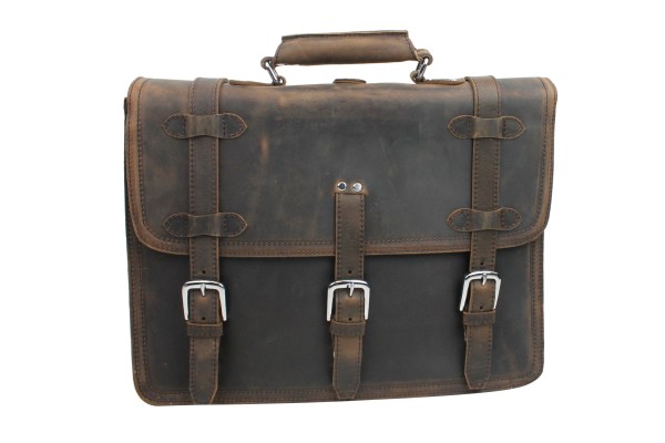 17 in. MacBook Pro Bag - 18 in. Full Leather Briefcase Backpack LB06