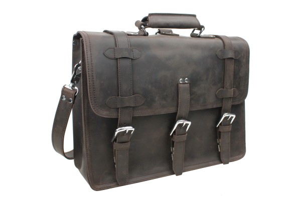 17 in. MacBook Pro Bag - 18 in. Full Leather Briefcase Backpack LB06