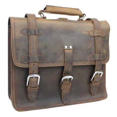 15 in. MacBook Pro Bag - 16 in. Full Leather Briefcase Backpack LB09