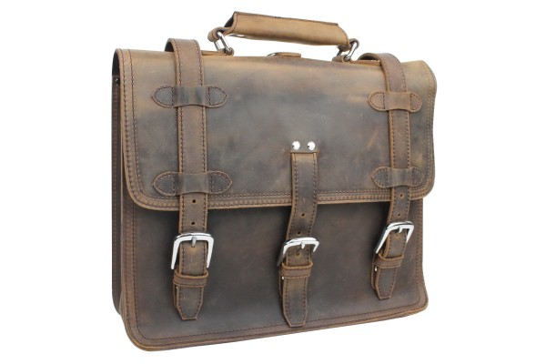 15 in. MacBook Pro Bag - 16 in. Full Leather Briefcase Backpack LB09