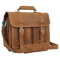 17 in. CEO Full Grain Leather Large Briefcase Backpack Travel Bag LB17