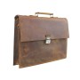 15 in. Slim Full Grain Leather Briefcase Laptop Bag With Latch Lock LB25