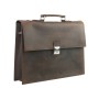 15 in. Slim Full Grain Leather Briefcase Laptop Bag With Latch Lock LB25