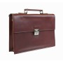 15 in. Slim Full Grain Leather Briefcase Laptop Bag With Latch Lock LB25