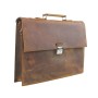 16 in. Slim Full Grain Leather Briefcase Laptop Bag With Latch Lock LB26