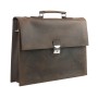 16 in. Slim Full Grain Leather Briefcase Laptop Bag With Latch Lock LB26