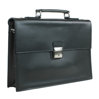 17 in. Slim Full Grain Leather Briefcase Laptop Bag With Latch Lock LB27