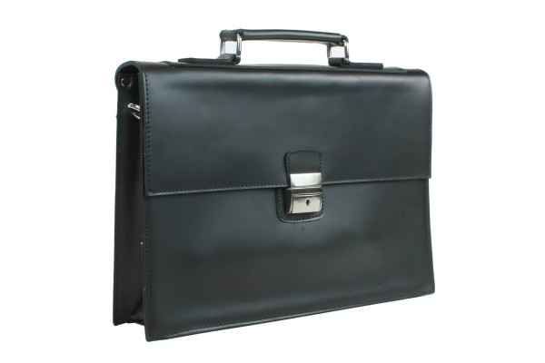 17 in. Slim Full Grain Leather Briefcase Laptop Bag With Latch Lock LB27