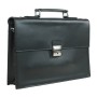 17 in. Slim Full Grain Leather Briefcase Laptop Bag With Latch Lock LB27