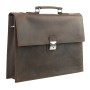 17 in. Slim Full Grain Leather Briefcase Laptop Bag With Latch Lock LB27