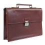 17 in. Slim Full Grain Leather Briefcase Laptop Bag With Latch Lock LB27