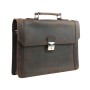15 in. Slim Full Grain Leather Briefcase Laptop Bag With Latch Lock LB35