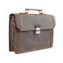 15 in. Slim Full Grain Leather Briefcase Laptop Bag With Latch Lock LB35