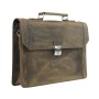 15 in. Slim Full Grain Leather Briefcase Laptop Bag With Latch Lock LB35