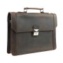 16 in. Slim Full Grain Leather Briefcase Laptop Bag With Latch Lock LB36