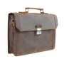 16 in. Slim Full Grain Leather Briefcase Laptop Bag With Latch Lock LB36