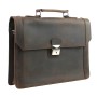 17 in. Slim Full Grain Leather Briefcase Laptop Bag With Latch Lock LB37