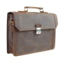 17 in. Slim Full Grain Leather Briefcase Laptop Bag With Latch Lock LB37