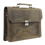 17 in. Slim Full Grain Leather Briefcase Laptop Bag With Latch Lock LB37