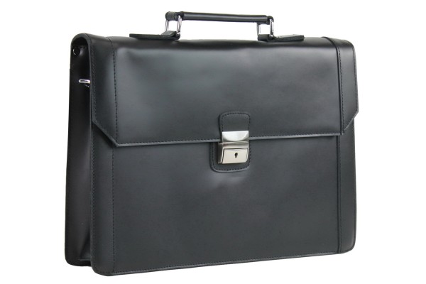 18 in. Slim Full Grain Leather Briefcase Laptop Bag With Latch Lock LB38