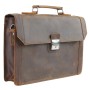 18 in. Slim Full Grain Leather Briefcase Laptop Bag With Latch Lock LB38