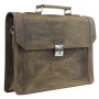 18 in. Slim Full Grain Leather Briefcase Laptop Bag With Latch Lock LB38
