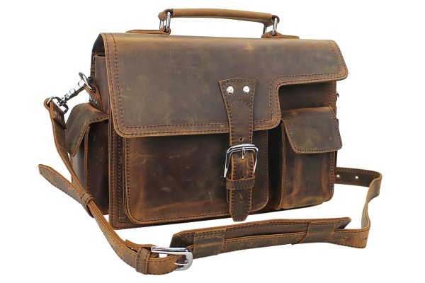 Full Grain Leather Small Briefcase Laptop Bag LB44