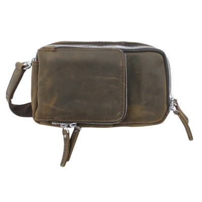 9” Cowhide Leather Cross-Body Waist Bag. LH05