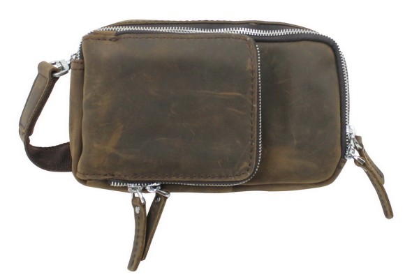 9” Cowhide Leather Cross-Body Waist Bag. LH05