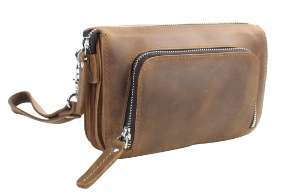 8” Cowhide Leather Clutch Purse Cashier Bag LH07