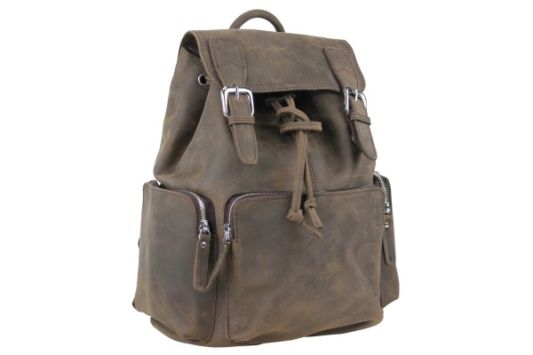 Full Grain Leather Medium Backpack LK19