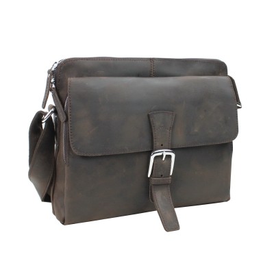 12 in. Cowhide Leather Messenger Bag LM03
