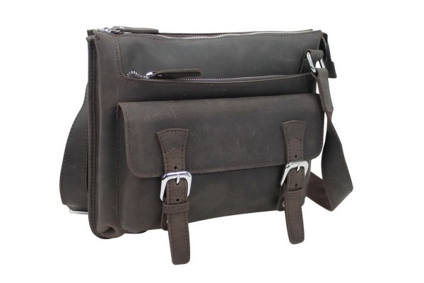 13 in. Cowhide Leather Messenger Shoulder Bag LM04