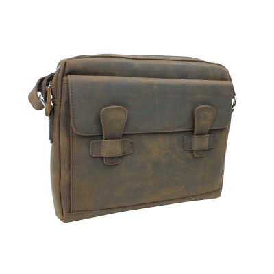 13 in. Cowhide Leather Messenger Shoulder Bag LM05