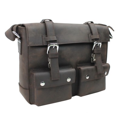 14 in. Cowhide Leather Messenger Shoulder Bag LM07