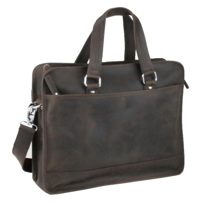 Cowhide Leather Messenger Bag With Luggage Strap Holder LM16