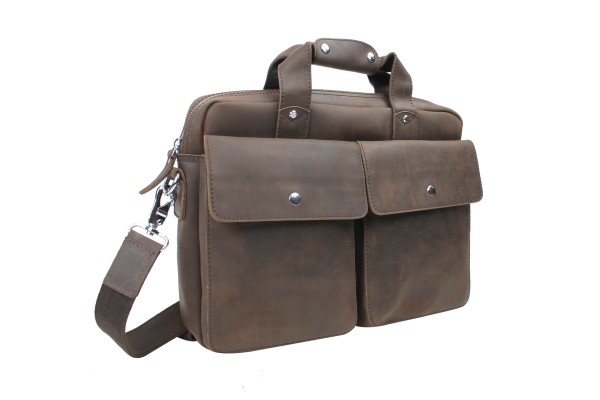 Classic Medium Full Grain Leather Messenger Laptop Bag LM18