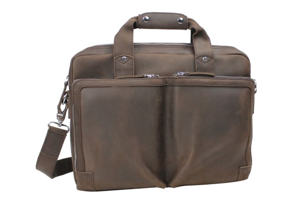 Classic Medium Full Grain Leather Messenger Laptop Bag LM19