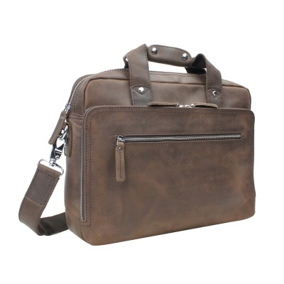 Classic Medium Full Grain Leather Messenger Laptop Bag LM20