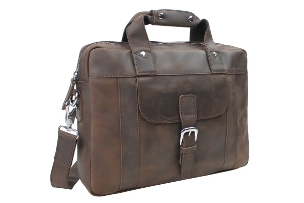 Classic Medium Full Grain Leather Messenger Laptop Bag LM21