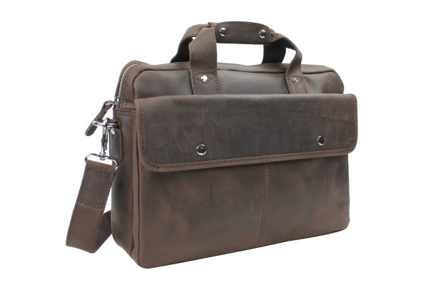 Classic Medium Full Grain Leather Messenger Laptop Bag LM22