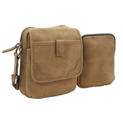 9 in. Cowhide Leather Parent-Child Shoulder Waist Bag LS23